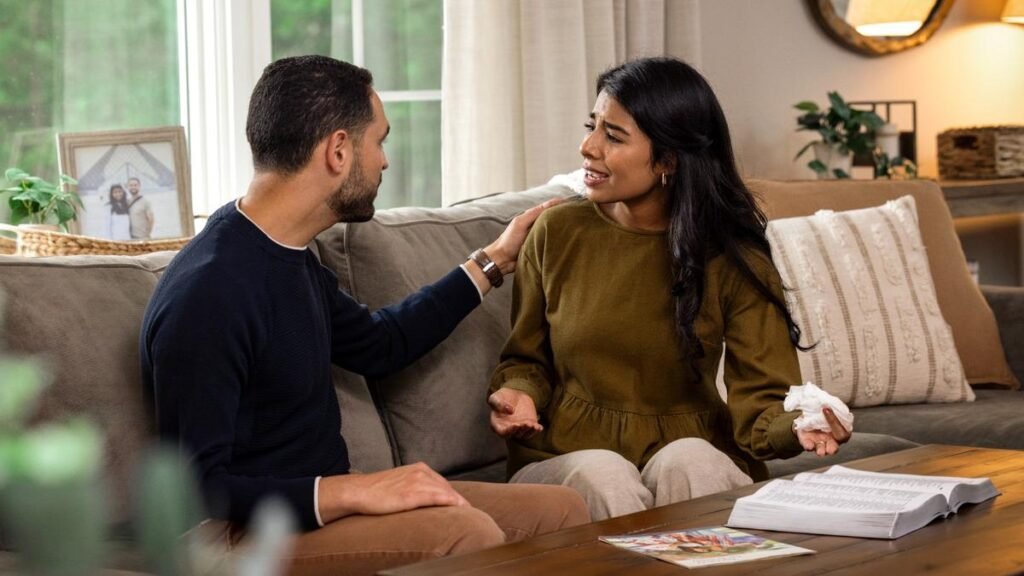 Christian couple communicating with love and understanding