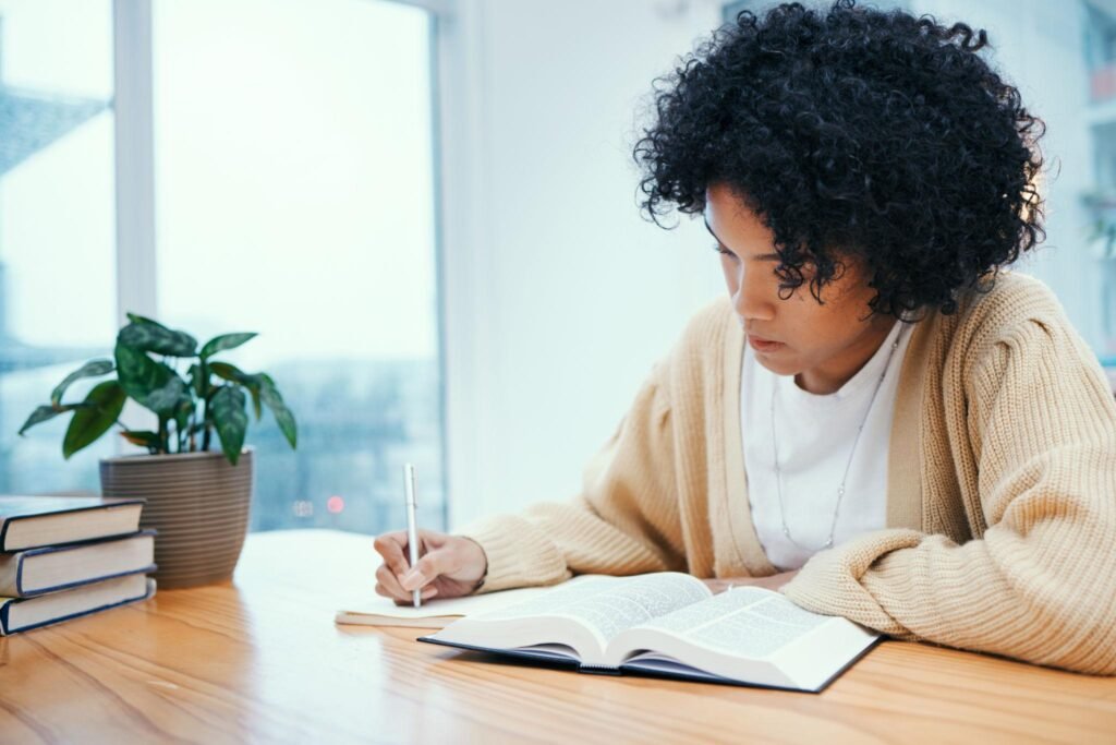 Christian studying Bible teachings during personal devotion.