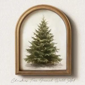 Christmas Decorations - 11" x 13.8" Christmas Tree Framed Wall Art Picture Painting Artwork - Indoor Vintage Rustic Unique Xmas Gifts Presents Decor For Table Wall Farmhouse Mantel Home Office